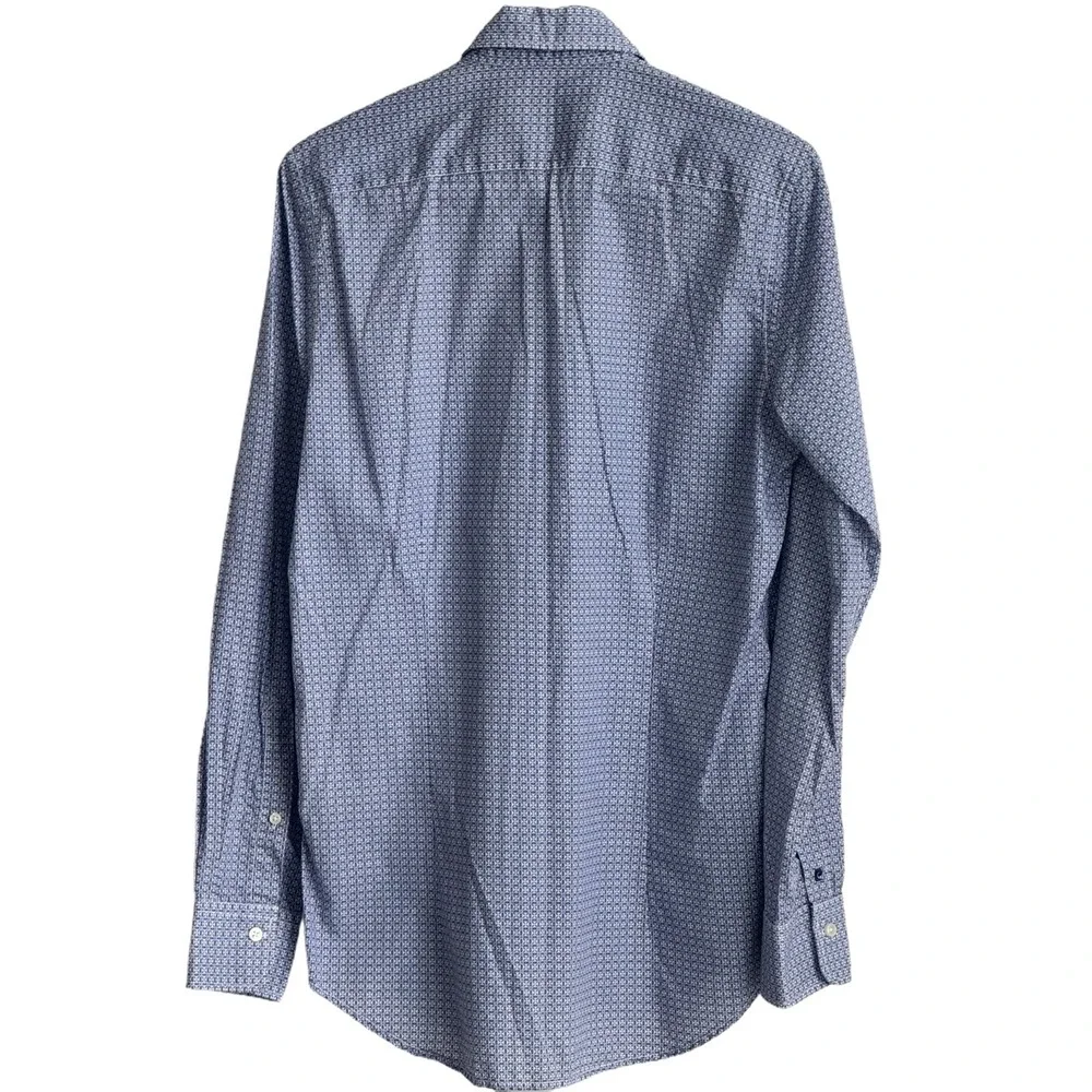 Pierre Cardin Mens Slim Fit Long Sleeve Dress Shirt Size 40 (M) Blue Pattern - Picture 2 of 16